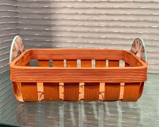 $45 - Hand built ceramic basket; 5"H x 11"W x 8"D (height includs handles) 