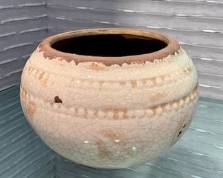 $15 - Decorative glazed ceramic bowl; 4.5"H x 6.5" diameter
