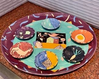 $30 - Hand painted ceramic Seder plate - 18" diameter 