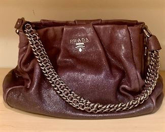 $460 - Prada Chain Hobo handbag KS#98;  11"H x 14"W; purple leather