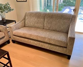 $850 - Custom single seat tight back love seat.  Gray chenille upholstery. 38"H x 72"W x 38"D ; 
