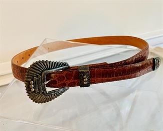 $175 - Pat Areias Sterling buckle alligator belt #KS201 - size 26 - made in USA