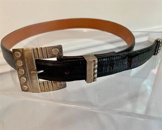 $180 -Pat Areias sterling buckle lizard belt  #KS202- size 28 - made in USA