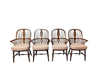 Windsor Chairs with Cushions, Set of 4 