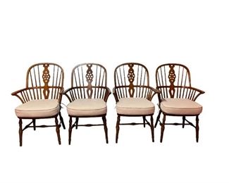 Windsor Chairs with Cushions, Set of 4 