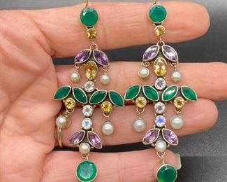 NB Nicky Butler Sterling Silver 925 Gemstone Dangle Drop Earrings