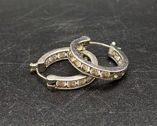 Sterling Silver 925 Cubic Zirconia CZ Hoop Earrings
