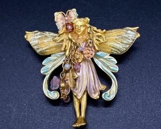 Large Kirks Folly Angel Fairy Brooch Pin