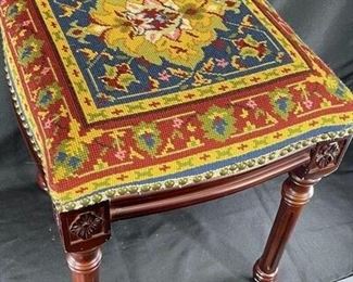 Needlepoint Tapestry Ottoman Foot Stool