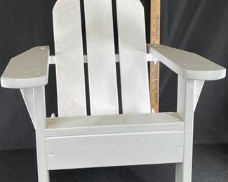 Child size Adriandack chair, painted wood, white