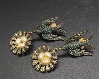 Heidi Daus Birds of a Feather Clip Style Earrings