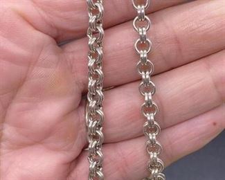 Double Link Silvertone Chain Necklace