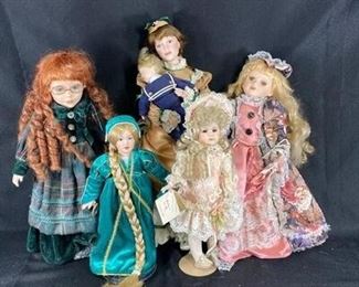 Lot of 5 Porcelain Bisque Collector Dolls