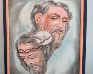Holy Trinity, J. Contreras Original Canvas Art. Framed. (37'x25')