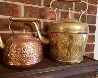 Copper and Brass Tea Pots