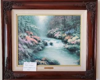 Thomas Kinkade "Beside Still Waters" S/N on canvas with certificate of authenticity.