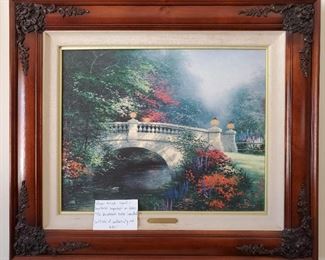 Thomas Kinkade "The Broadwater Bridge" S/N on canvas with certificate of authenticity.