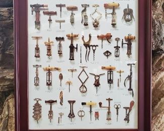 Corkscrew collection framed poster. Tire-Bouchons