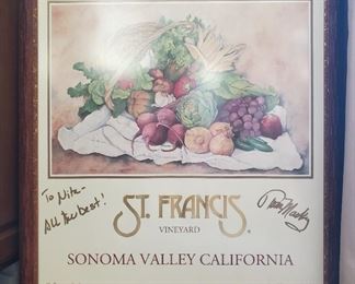 Tom Macky signed poster St. Francis vineyard Sonoma Valley, CA