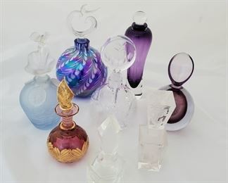 Glass and crystal perfume bottles.