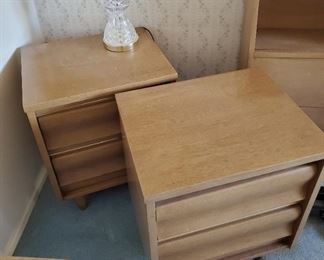 2 nightstands. Part of 7 piece mid-century United Furniture blond bedroom set (king size).