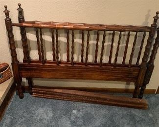 Antique 3/4 bed has newer mattress and box spring