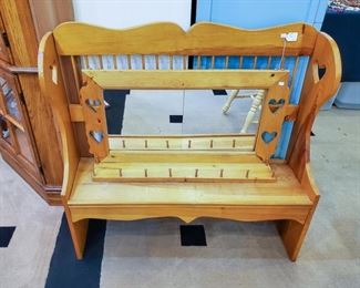 Country style bench and mirror.