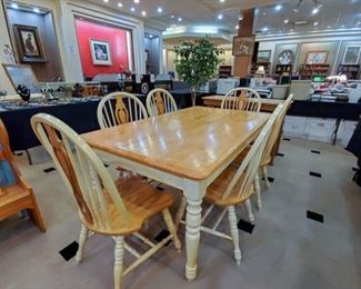 Dining table and chairs.