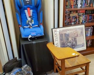 Diono Rainier Car seat and accessories.  Vintage desk/chair!