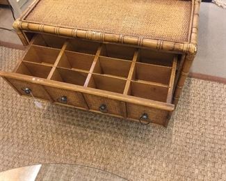 Divided drawer inside bamboo wooden 2 drawer chest