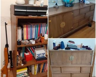 Pellet Gun with High Power Scope, One of several bookcases (pre-fab), 1950-60's Danish Style dresser and chest