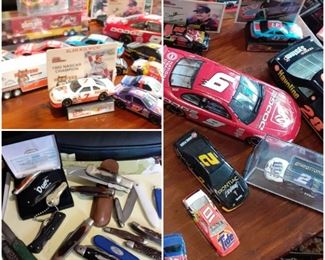 Just a few of the Nascar Cars,  Pocket Knives