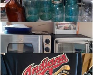Old jars, Wolfgang Puck Pressure Oven, Toaster oven, Vintage Indians Shirt