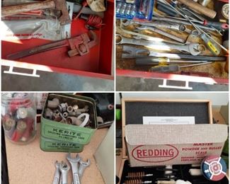 Lots of tools,  Redding Powder and Bullet Scale, Winchester gun cleaning kit