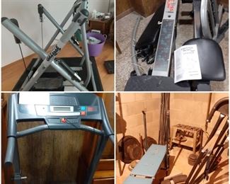 Exercise equipment, Gazelle, Cross Bow Trainer (not together....make offer), Weslo Tread Mill,  Weights etc. There is another Tread Mill  etc.