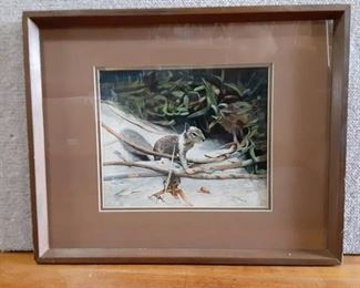 Vintage Squirrel by Harry D. Wollam | Painting | 1980 | 17"x21" | Wood Frame