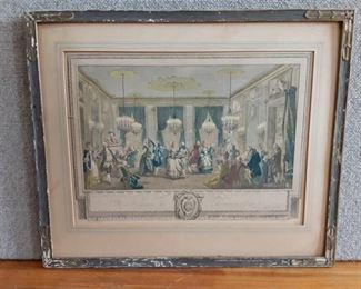 Vintage Le Bal ParÃ© Ã  Monsieur de Villemorien Fila | Provost Engraving | Antique | 18.25"x21.75" | Wood Frame