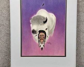 Signed Original Artwork by Stanford Devinney | Mixed Media Drawing | 1992 | 20"x16" | Matted