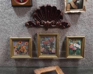 Vintage Lot of 7 Small Decor Art Pieces | Frames, Decoupage, and more | Wood Frames