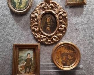 Vintage Lot of 5 Small Decor Prints | Classical, Religious Art | Gold Gilt Plaster and Wood Frames