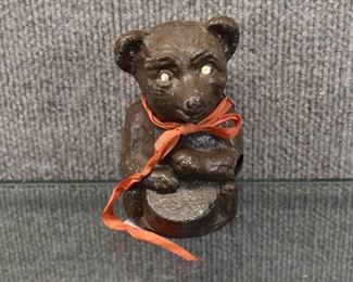 Vintage Metal Bear Coin Bank with Key | 4.5"