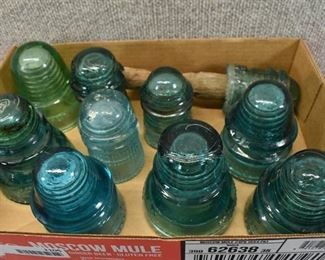 Vintage Lot of 10 Assorted Glass Insulators