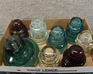Vintage Lot of 8 Assorted Glass Insulators