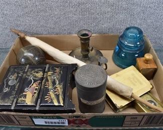 Lot of 10 Assorted Items | Insulator, Red Cross Flag, Baby Bank, Etc.