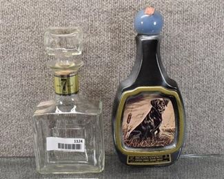 Vintage Lot of 2 Bourbon Whiskey Decanters | Kentucky Straight, Beam's Choice | 11.25"
