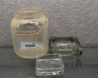Lot of 3 Glass Jar and 2 Square Glass Dishes