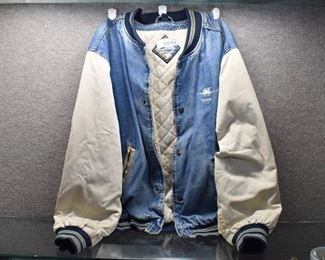 Vintage Learjet Denim Jacket | Quilted Cotton Lining | Size XL