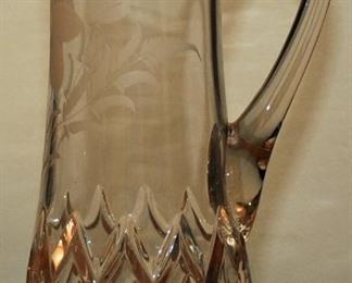 30's GLASS ETCHED PITCHER 