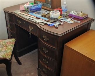 30's DESK WITH CHIPPENDALE STYLE PULLS