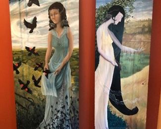 Great selection of art to be sold, including these hand-painted doors.